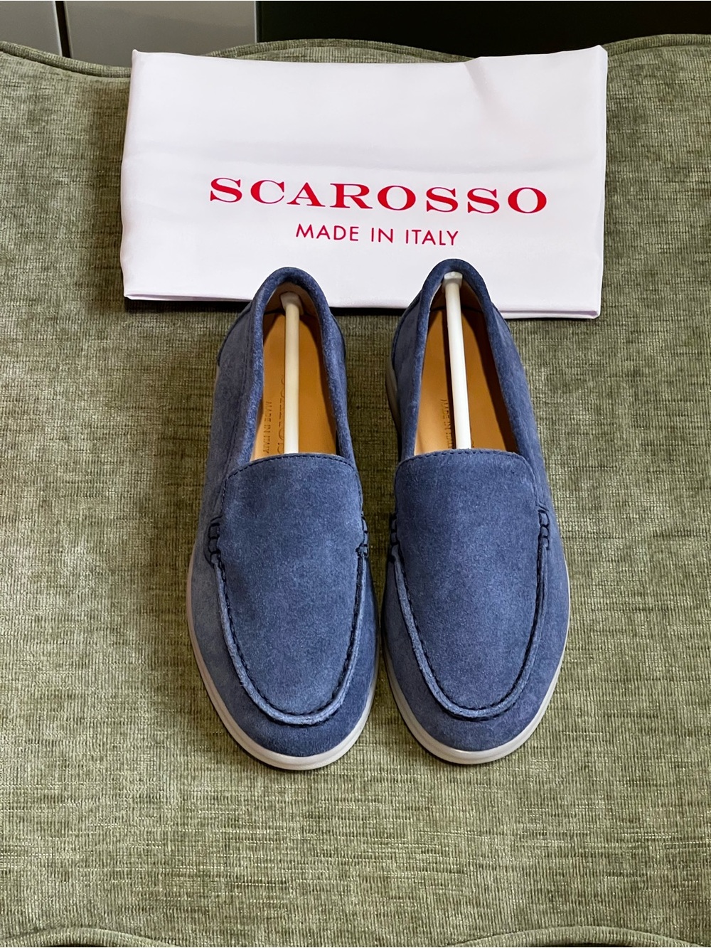Scarosso Kids Blue Suede Slip-On Loafers